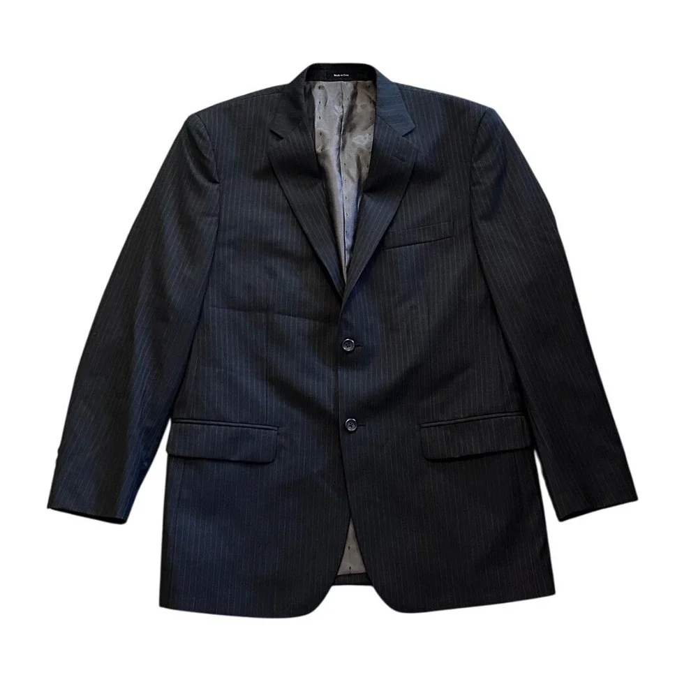Joseph & Feiss Dark Gray Pinstripe Wool Blazer Men's 42R